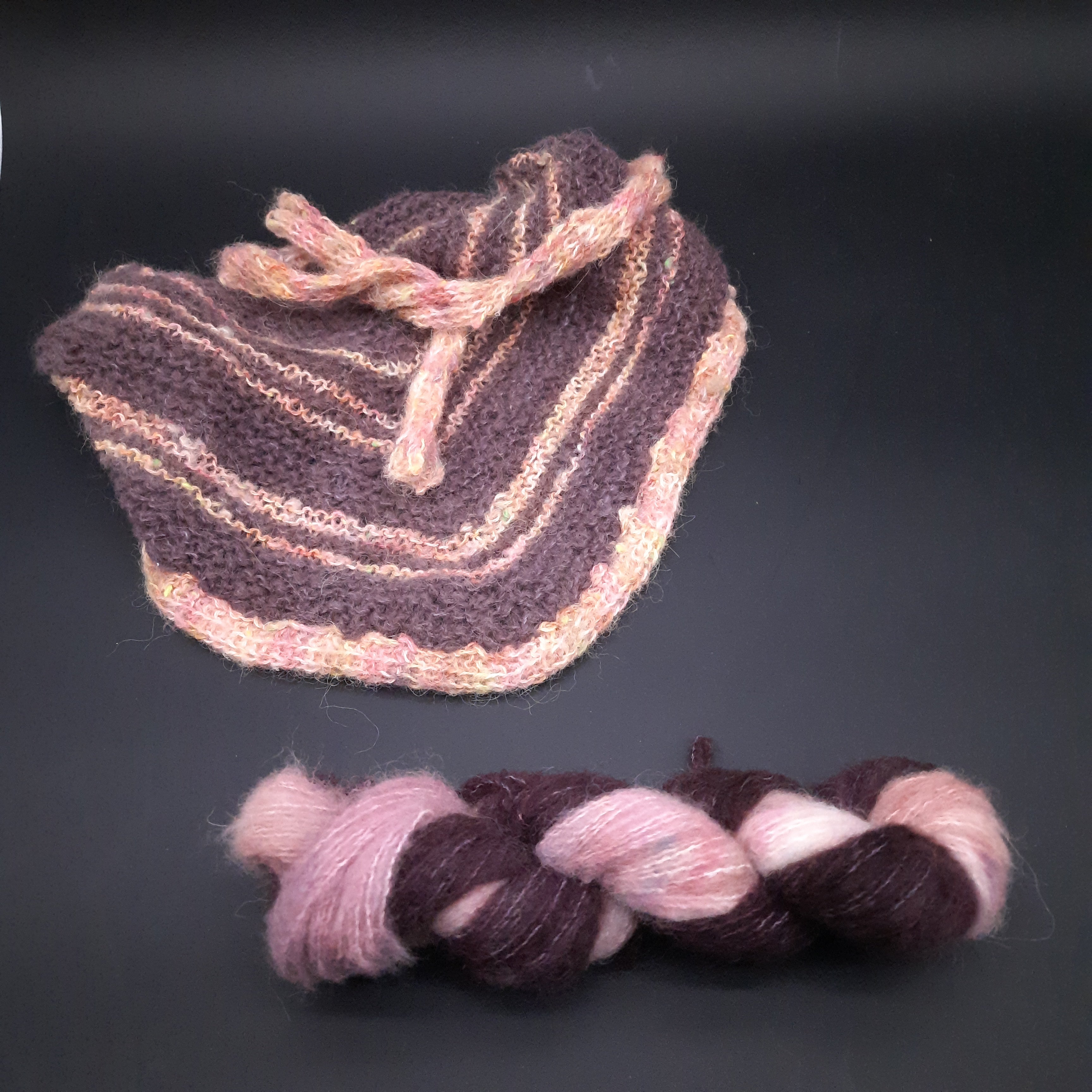 Strickset Minidreieckstuch auberginerosa